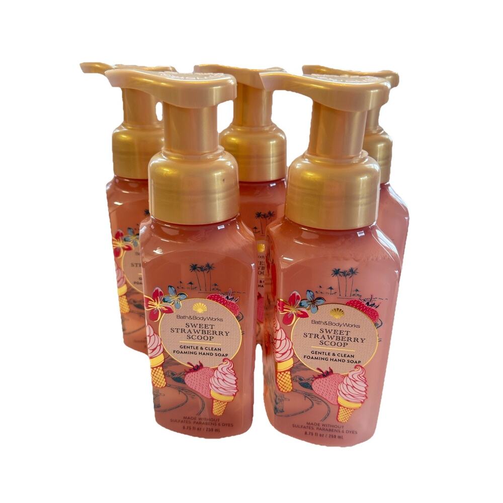5 X Bath & Body Works SWEET STRAWBERRY SCOOP Gentle Foaming Hand Soap 8.75 Fl Oz - Picture 2 of 4
